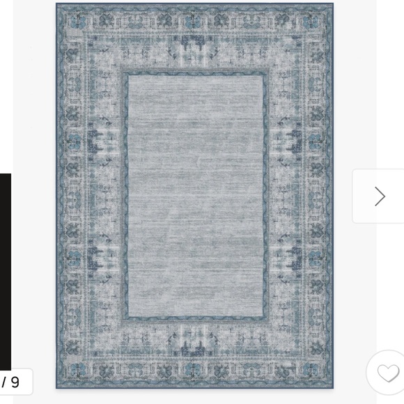 Vintage Daisy Bordered Blue Flatwoven Rug - Picture 1 of 7